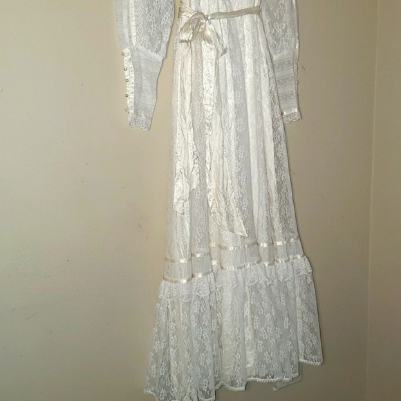 Vintage 70s Gunne Sax by Jessica San Francisco White Floral Lace - Picture 7 of 17